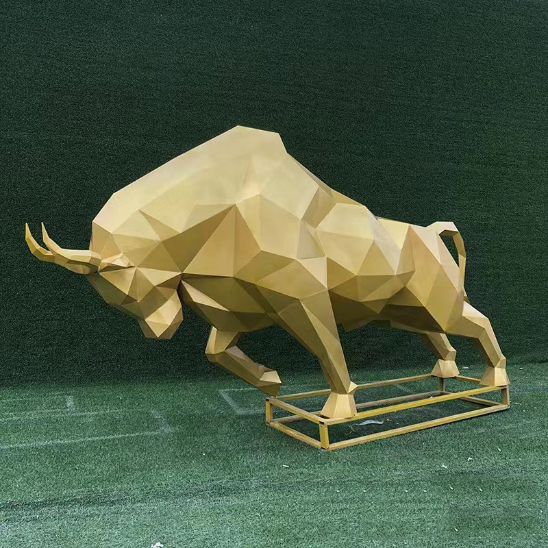 玻璃鋼仿真牛雕塑戶外不銹鋼卡通動物擺件