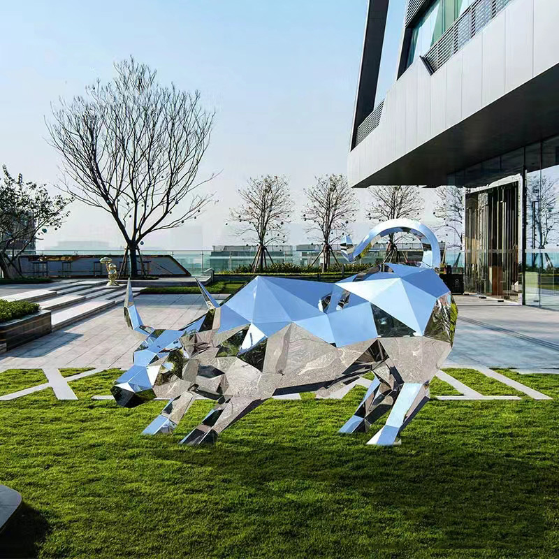 玻璃鋼仿真牛雕塑戶外不銹鋼卡通動物擺件