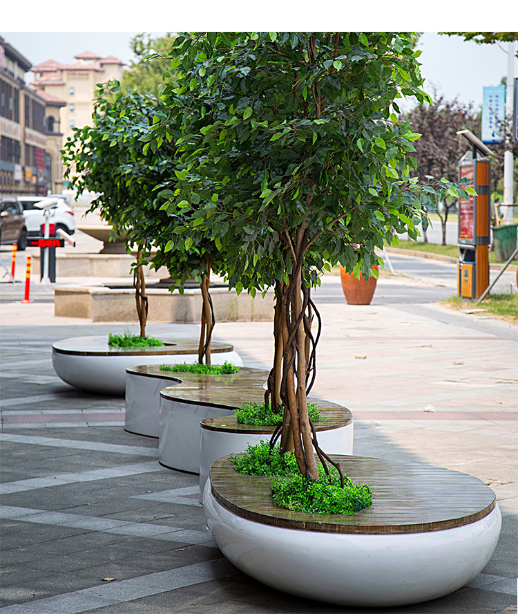 戶外玻璃鋼花壇座椅防腐木異形景觀廣場坐凳 戶外玻璃鋼花壇座椅防腐木異形景觀廣場坐凳