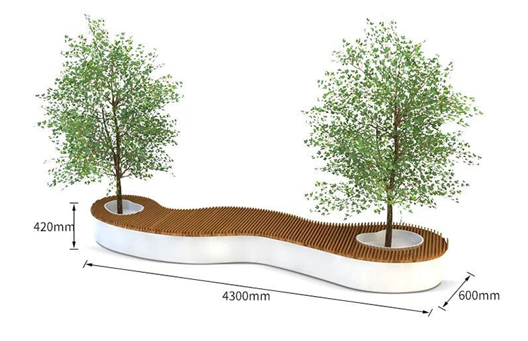 戶外玻璃鋼花壇座椅防腐木異形景觀廣場坐凳 戶外玻璃鋼花壇座椅防腐木異形景觀廣場坐凳