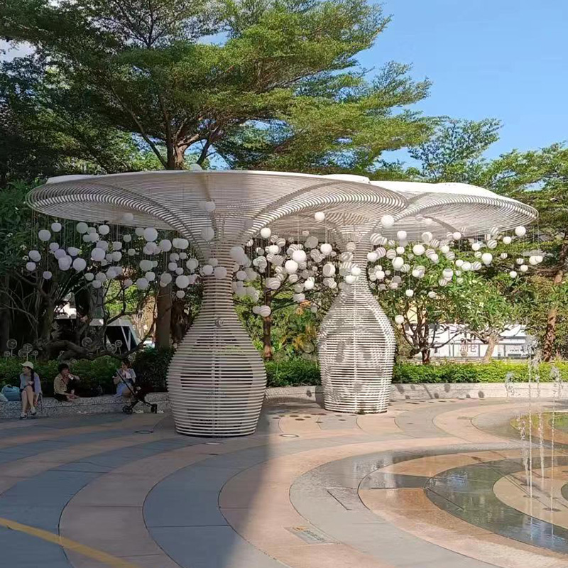 不銹鋼鏤空金屬廊架戶外廣場藝術(shù)涼亭