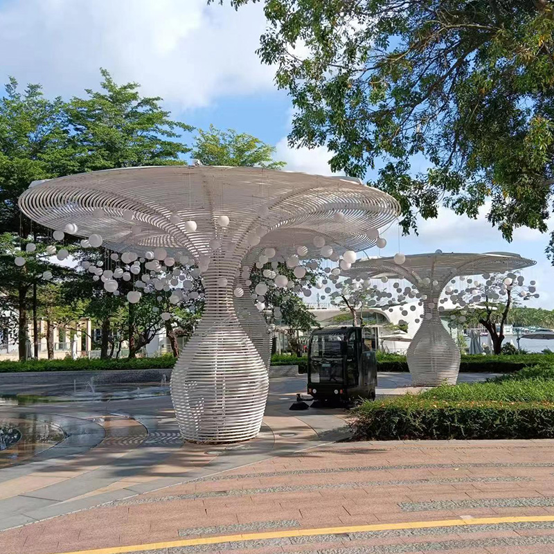 不銹鋼鏤空金屬廊架戶外廣場藝術(shù)涼亭