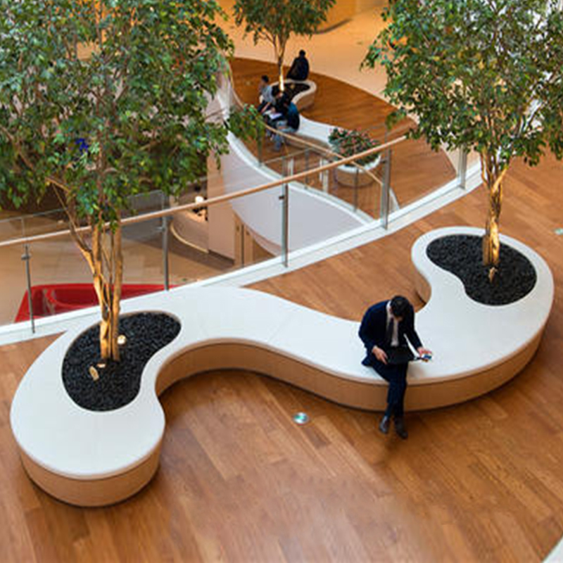 玻璃鋼弧形坐凳園林景觀異形創(chuàng)意樹池花壇座椅