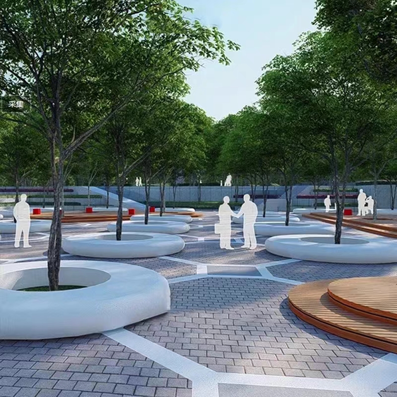 UHPC圓形樹池坐凳戶外景觀GRC混凝土花壇