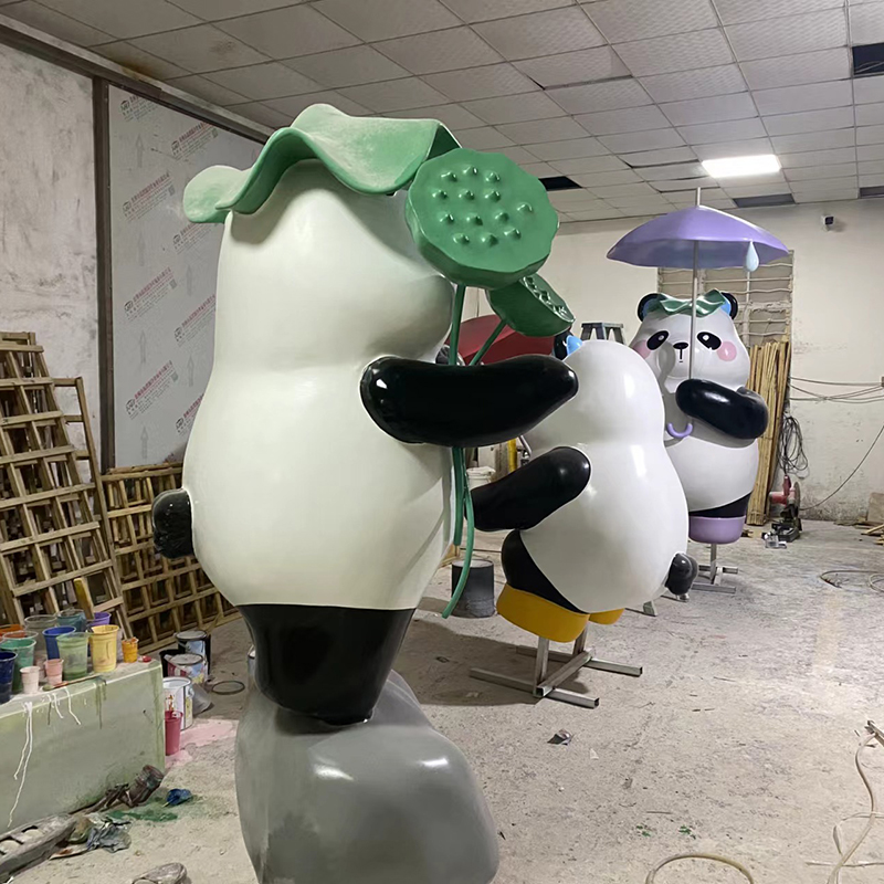 玻璃鋼熊貓雕塑動物景觀藝術(shù)小品擺件