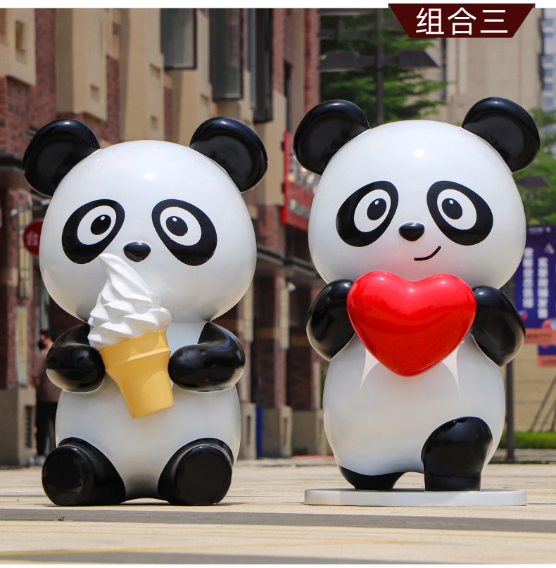 玻璃鋼大型熊貓爬墻雕塑切面景觀動(dòng)物擺件