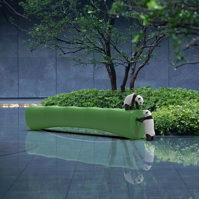 玻璃鋼大型熊貓爬墻雕塑切面景觀動(dòng)物擺件