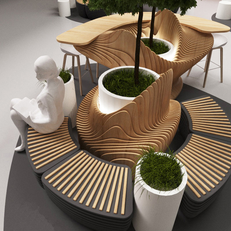 木質(zhì)切片異形景觀景觀藝術(shù)花壇座椅