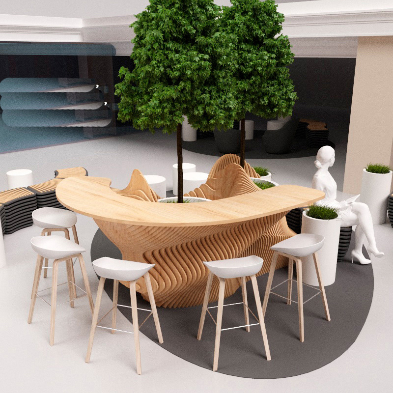 木質(zhì)切片異形景觀景觀藝術(shù)花壇座椅