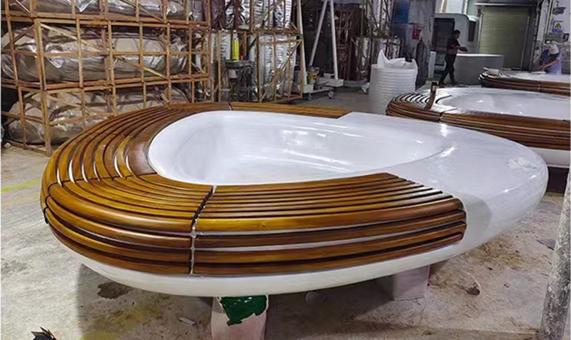 玻璃鋼木面樹(shù)池坐凳異形景觀花壇座椅