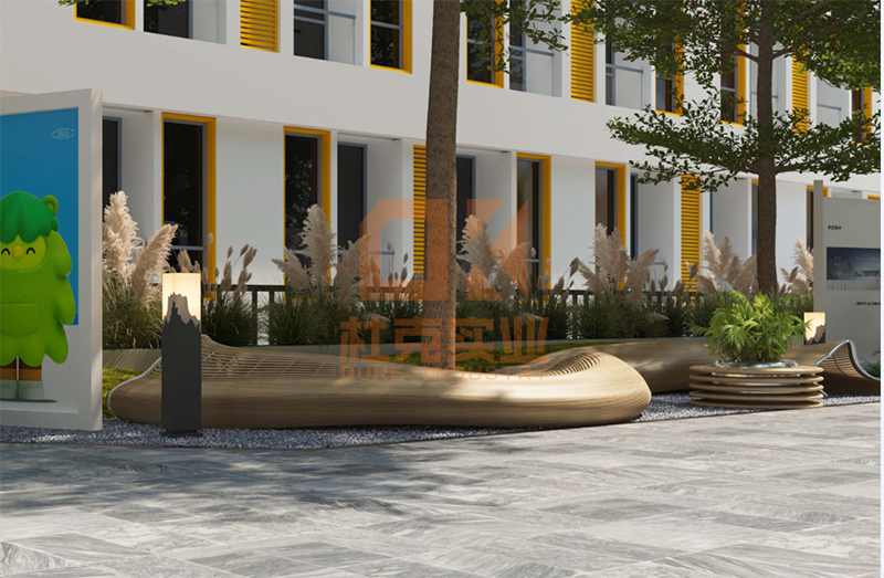 不銹鋼鏤空異形坐凳金屬花壇座椅