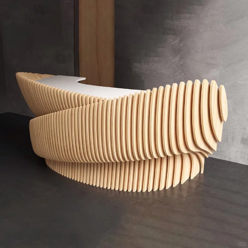 木質(zhì)切片前臺(tái)戶外藝術(shù)吧臺(tái)服務(wù)臺(tái)