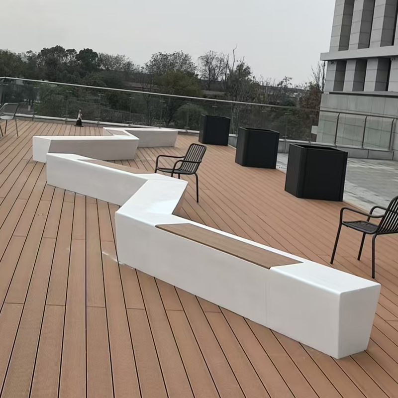 GRC混凝土坐凳戶外長條異形木面座椅 GRC混凝土坐凳戶外長條異形木面座椅