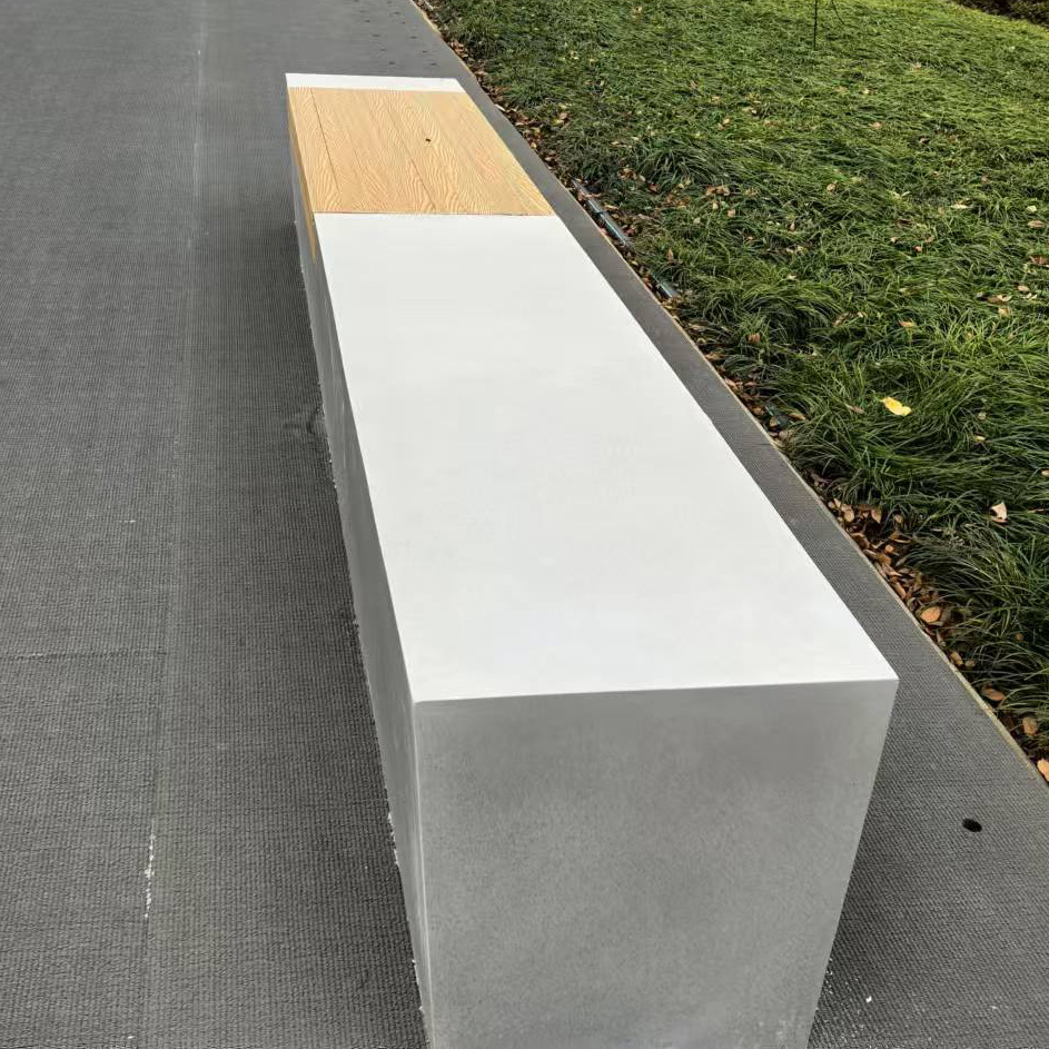 GRC混凝土木面坐凳長條UHPC戶外景觀座椅