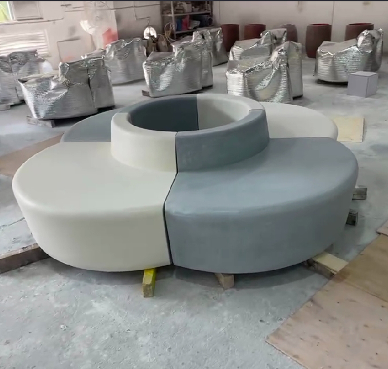 GRC混凝土花瓣形樹池坐凳UHPC景觀花壇