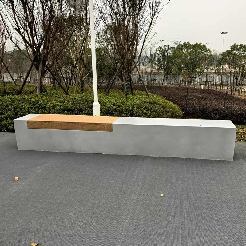 GRC混凝土木面坐凳長條UHPC戶外景觀座椅