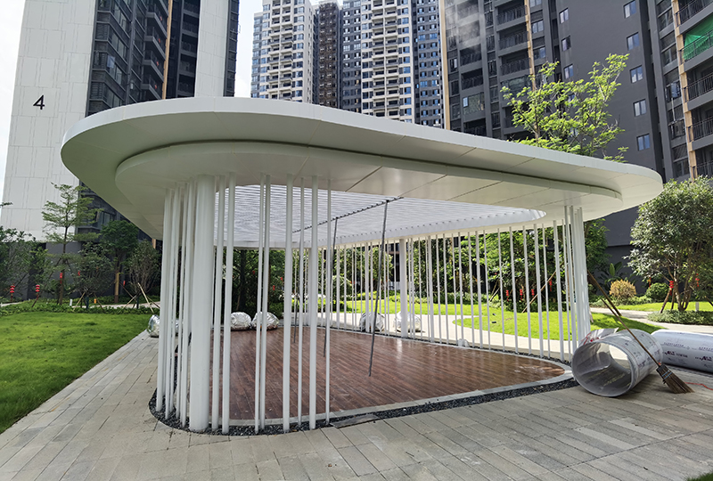 不銹鋼異形公園廊架金屬景觀鏤空亭子