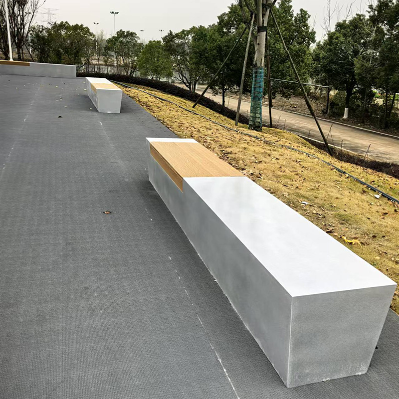 GRC混凝土木面坐凳長條UHPC戶外景觀座椅