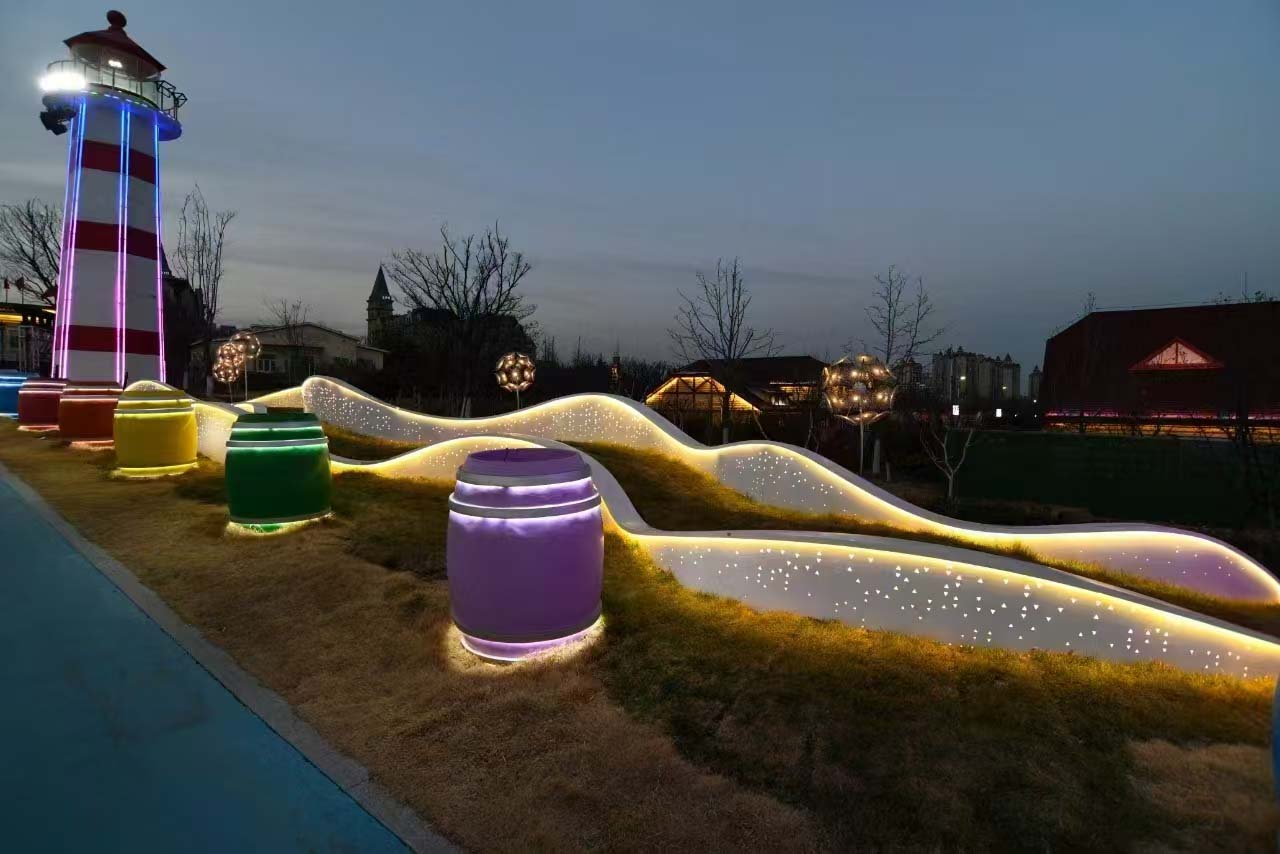 青島鋁板發(fā)光圍擋樹池定制案例