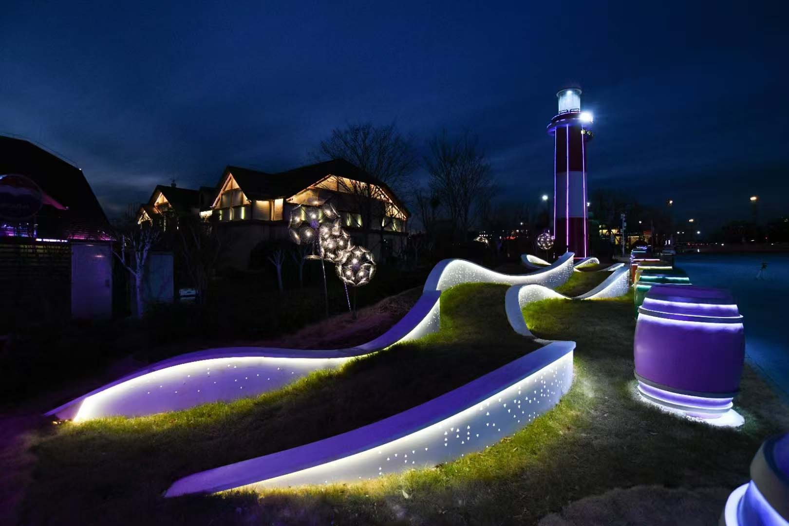 青島鋁板發(fā)光圍擋樹池定制案例