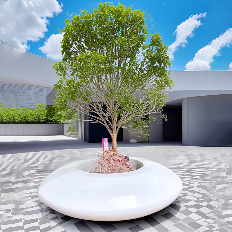 玻璃鋼圓形樹池坐凳學校廣場花壇種植池