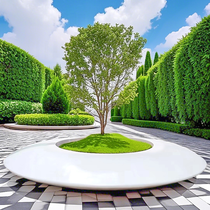 玻璃鋼圓形樹池坐凳學校廣場花壇種植池