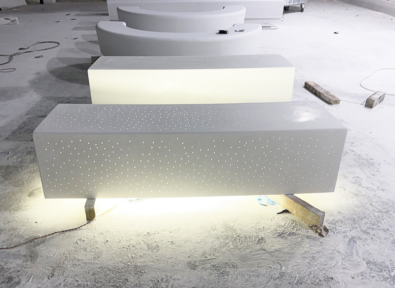 GRC透光混凝土坐凳UHPC樹池花壇座椅