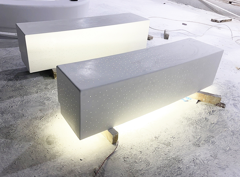 GRC透光混凝土坐凳UHPC樹池花壇座椅