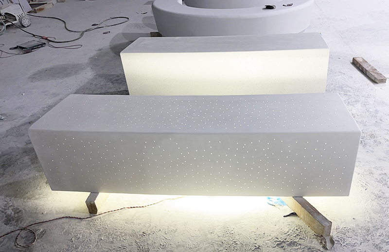 GRC透光混凝土坐凳UHPC樹池花壇座椅