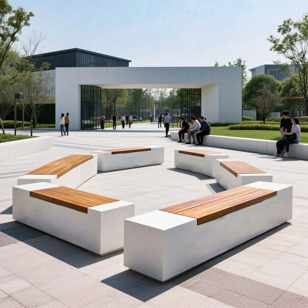 GRC混凝土玻璃鋼坐凳UHPC超高性能木面長條座椅 GRC混凝土玻璃鋼坐凳UHPC超高性能木面長條座椅