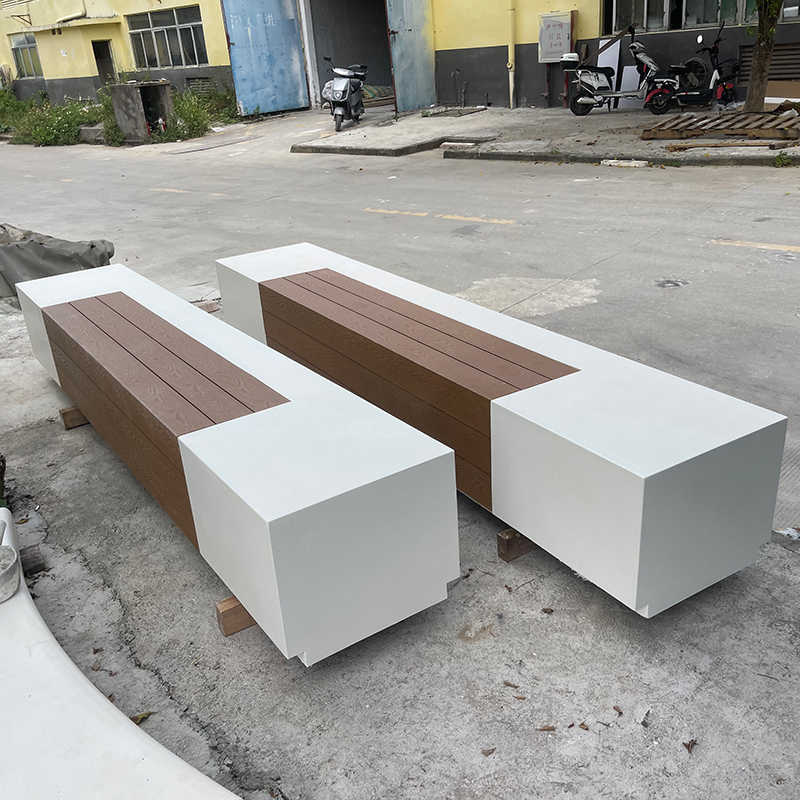 GRC混凝土防腐木坐凳UHPC長條戶外景觀座椅