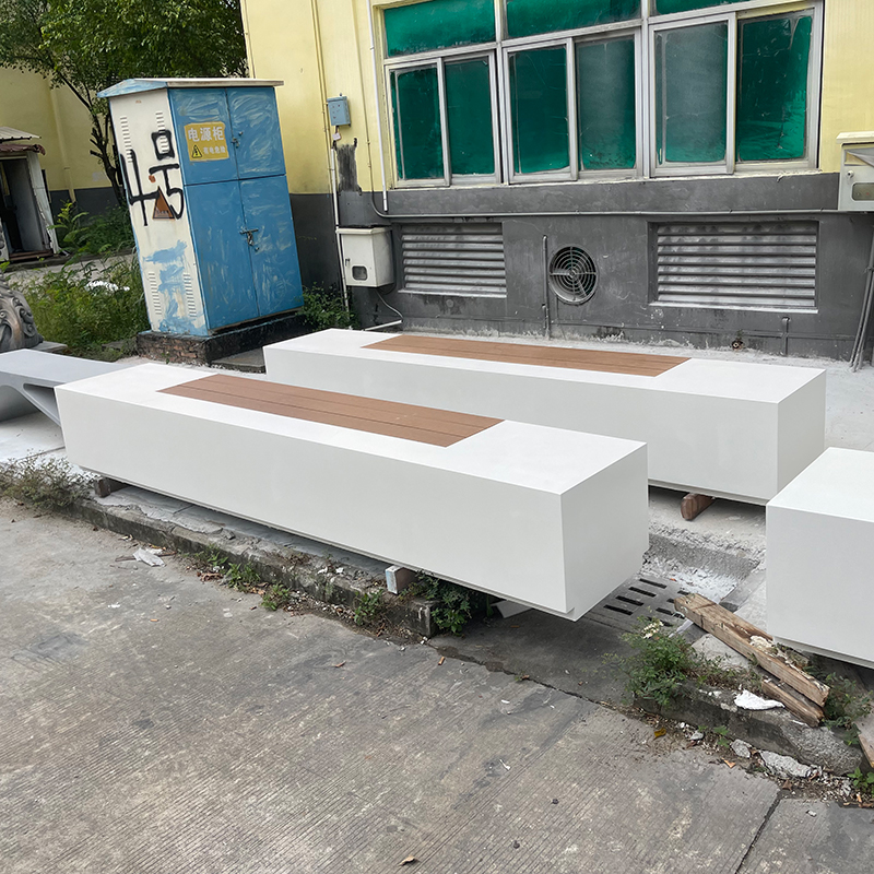 GRC混凝土防腐木坐凳UHPC長條戶外景觀座椅