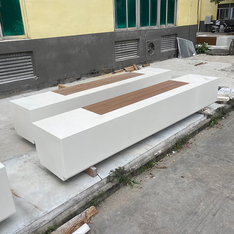 GRC混凝土防腐木坐凳UHPC長條戶外景觀座椅