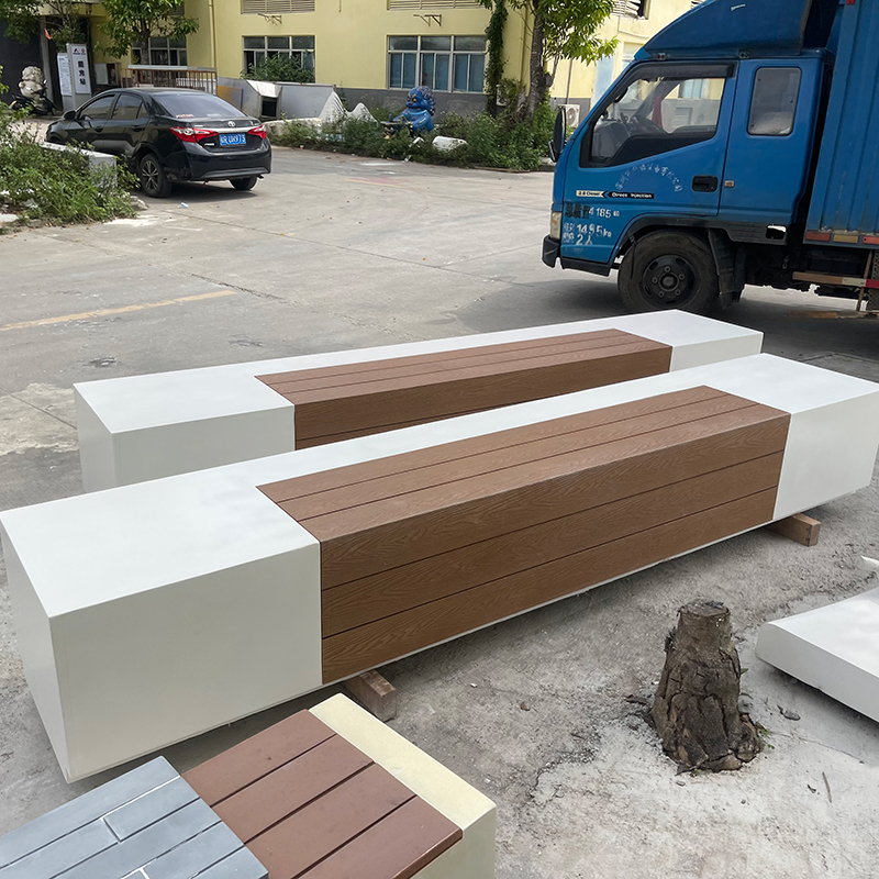 GRC混凝土防腐木坐凳UHPC長條戶外景觀座椅